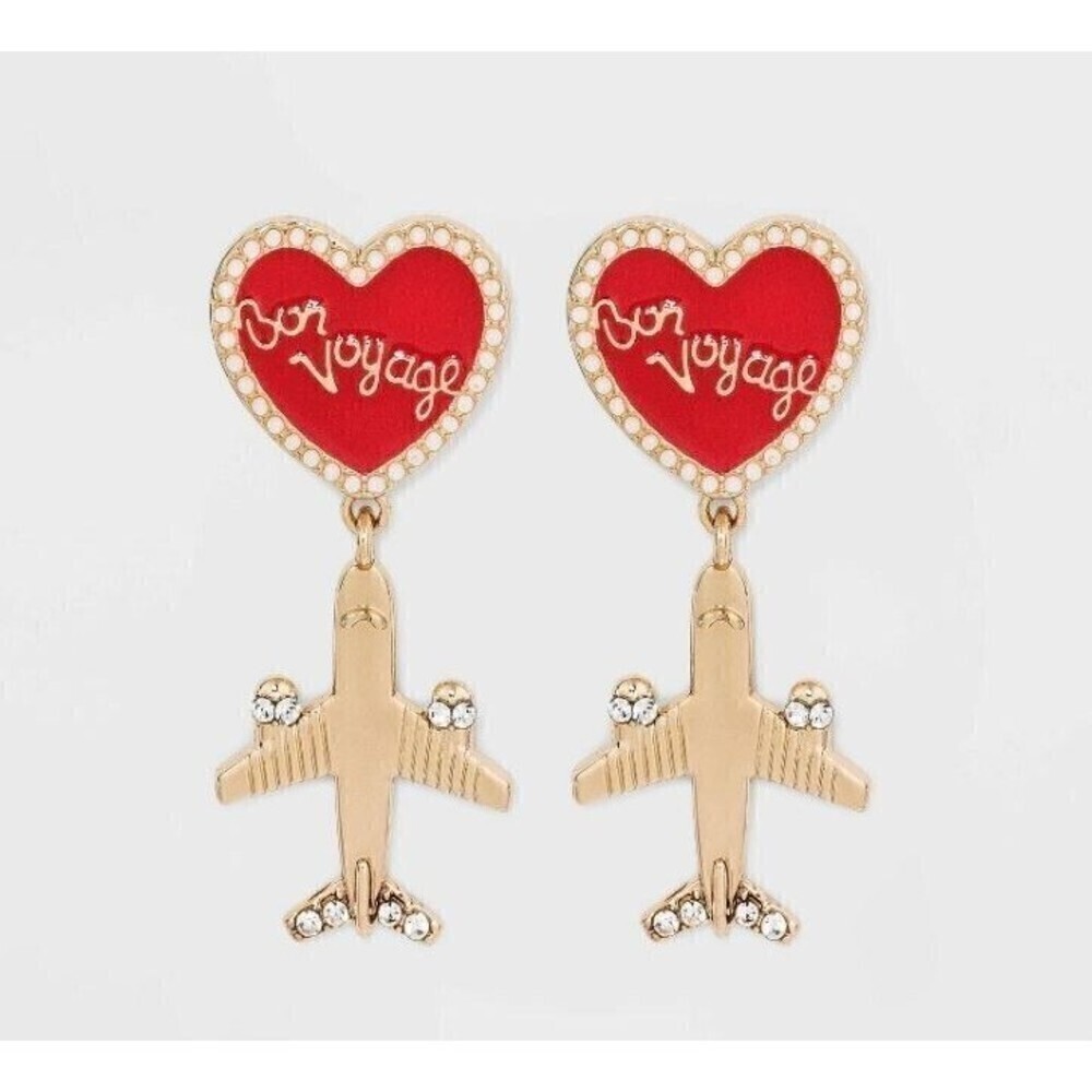 SUGARFIX by BaubleBar 'Jetsetter' Drop Bon Voyage Travel Earrings‎ Red NEW